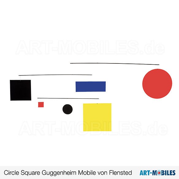 Mobile Circle Square Guggenheim hat Quadrate, Rechtecke und Kreise in den Grundfarben