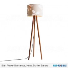 Sten Flower Stehlampe, Nussbaum, Schirm Sahara 6144.4411