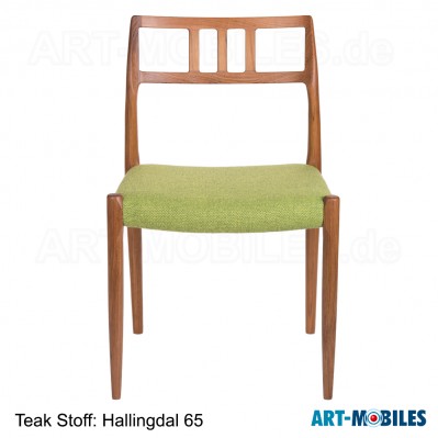 Möller Stuhl Nr. 79 in Teak mit Stoff Hallingdal 65