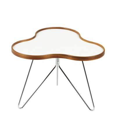 Swedese Flower Couchtisch klein weiss mit Holzrand aus Schweden