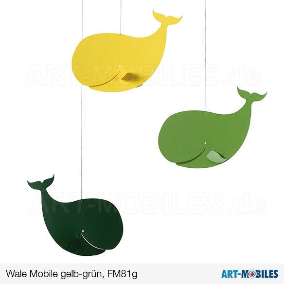 grün-gelb Flensted Mobile mit 3 Walen 